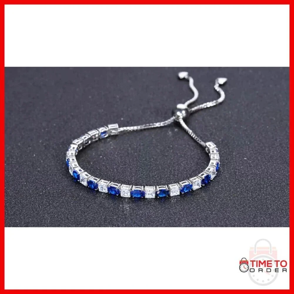 Sterling Silver Adjustable Tennis Bracelet White Gold Filled 6-9 Inch